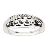Sterling Silver Antiqued w/14k 3-stone w/Diamond Mother's Ring Semi-Mount