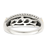 Sterling Silver Antiqued w/14k 5-stone w/Diamond Mother's Ring Semi-Mount
