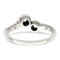 Sterling Silver Antiqued w/14k 2-stone w/Diamond Mother's Ring