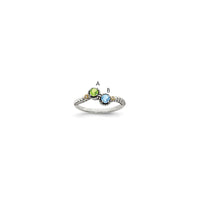 Sterling Silver Antiqued w/14k 2-stone w/Diamond Mother's Ring