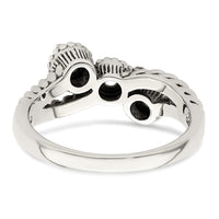 Sterling Silver Antiqued w/14k 3-stone w/Diamond Mother's Ring