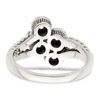 Sterling Silver Antiqued w/14k 4-stone w/Diamond Mother's Ring Semi-Mount