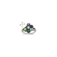 Sterling Silver Antiqued w/14k 5-stone w/Diamond Mother's Ring Semi-Mount