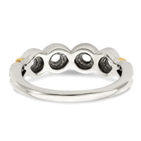 Sterling Silver Antiqued w/14k 4-stone w/Diamond Mother's Ring Semi-Mount