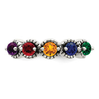 Sterling Silver Antiqued w/14k 5-stone w/Diamond Mother's Ring Semi-Mount
