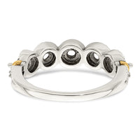 Sterling Silver Antiqued w/14k 5-stone w/Diamond Mother's Ring Semi-Mount