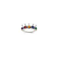 Sterling Silver Antiqued w/14k 5-stone w/Diamond Mother's Ring Semi-Mount