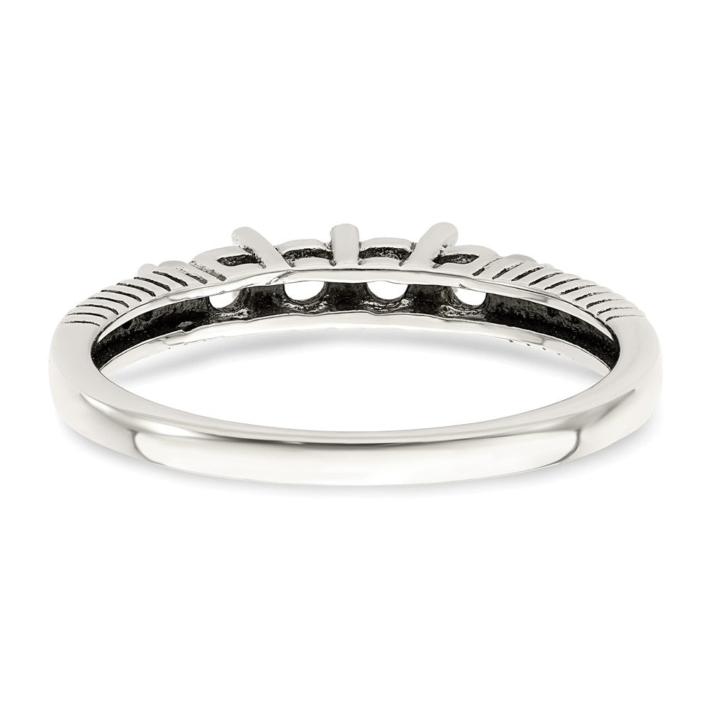 Sterling Silver Antiqued w/14k 4-stone w/Diamond Mother's Ring Semi-Mount