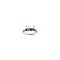 Sterling Silver Antiqued w/14k 4-stone w/Diamond Mother's Ring Semi-Mount
