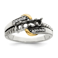 Sterling Silver Antiqued w/14k 4-stone w/Diamond Mother's Ring