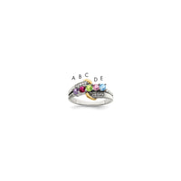 Sterling Silver Antiqued w/14k 5-stone w/Diamond Mother's Ring Semi-Mount