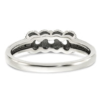 Sterling Silver Antiqued w/14k 3-stone w/Diamond Mother's Ring
