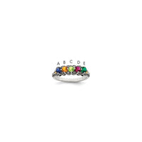 Sterling Silver Antiqued w/14k 5-stone w/Diamond Mother's Ring Semi-Mount