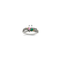 Sterling Silver Antiqued w/14k 2-stone w/Diamond Mother's Ring