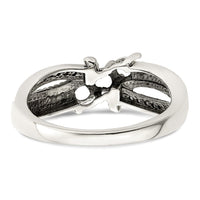 Sterling Silver Antiqued w/14k 3-stone w/Diamond Mother's Ring Semi-Mount