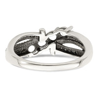 Sterling Silver Antiqued w/14k 4-stone w/Diamond Mother's Ring Semi-Mount