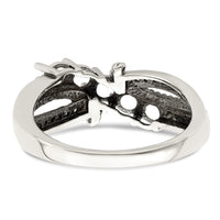 Sterling Silver Antiqued w/14k 5-stone w/Diamond Mother's Ring Semi-Mount