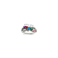 Sterling Silver Antiqued w/14k 5-stone w/Diamond Mother's Ring