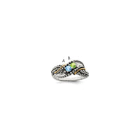 Sterling Silver Antiqued w/14k 2-stone w/Diamond Mother's Ring Semi-Mount