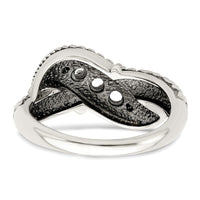 Sterling Silver Antiqued w/14k 3-stone w/Diamond Mother's Ring