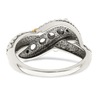 Sterling Silver Antiqued w/14k 4-stone w/Diamond Mother's Ring