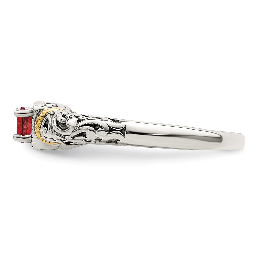 Sterling Silver Antiqued w/14k 2-stone Mother's Ring Mounting
