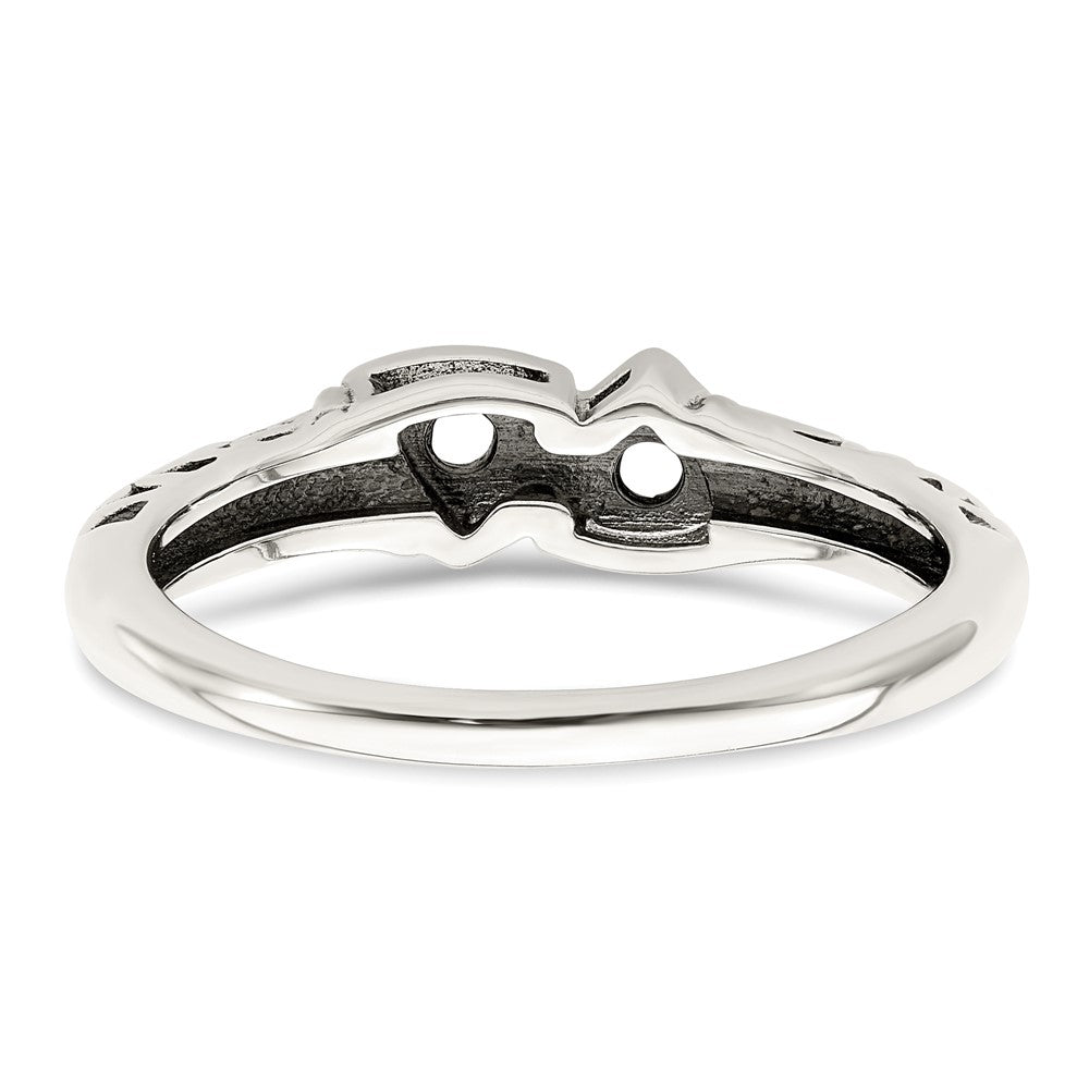 Sterling Silver Antiqued w/14k 2-stone Mother's Ring Mounting