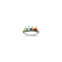 Sterling Silver Antiqued w/14k 4-stone Mother's Ring Mounting