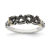 Sterling Silver Antiqued w/14k 4-stone Mother's Ring Mounting