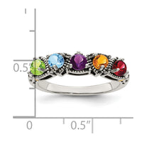 Sterling Silver Antiqued w/14k 5-stone Mother's Ring Mounting