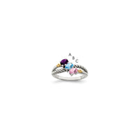 Sterling Silver Antiqued w/14k 3-stone Mother's Ring Mounting