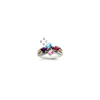 Sterling Silver Antiqued w/14k 4-stone Mother's Ring Mounting
