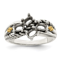 Sterling Silver Antiqued w/14k 4-stone Mother's Ring Mounting