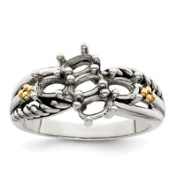 Sterling Silver Antiqued w/14k 5-stone Mother's Ring Mounting