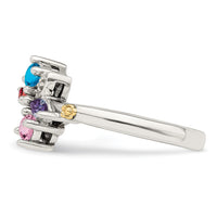 Sterling Silver Antiqued w/14k 4-stone w/Diamond Mother's Ring Semi-Mount