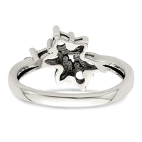 Sterling Silver Antiqued w/14k 4-stone w/Diamond Mother's Ring