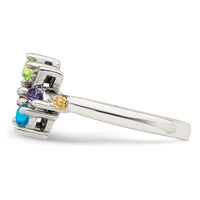 Sterling Silver Antiqued w/14k 5-stone w/Diamond Mother's Ring Semi-Mount