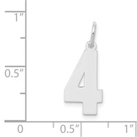 Sterling Silver/Rhodium-plated Polished Number 4 Charm