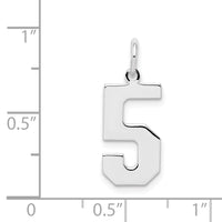 Sterling Silver/Rhodium-plated Polished Number 5 Charm