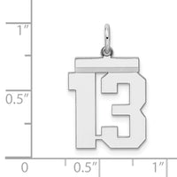 Sterling/Silver Rhodium-plated Polished Number 13 Charm