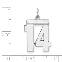 Sterling/Silver Rhodium-plated Polished Number 14 Charm