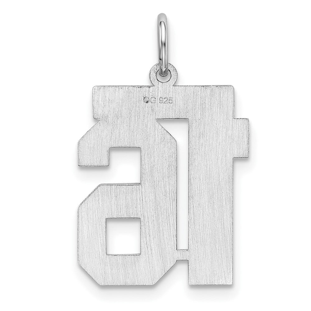 Sterling/Silver Rhodium-plated Polished Number 16 Charm