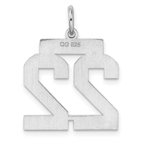 Sterling/Silver Rhodium-plated Polished Number 22 Charm