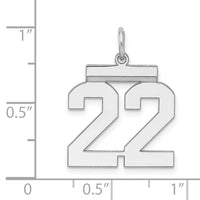 Sterling/Silver Rhodium-plated Polished Number 22 Charm