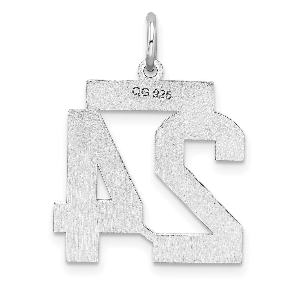 Sterling/Silver Rhodium-plated Polished Number 24 Charm