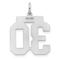 Sterling/Silver Rhodium-plated Polished Number 30 Charm