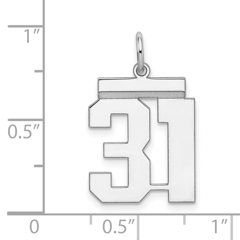 Sterling/Silver Rhodium-plated Polished Number 31 Charm