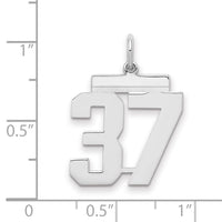 Sterling/Silver Rhodium-plated Polished Number 37 Charm