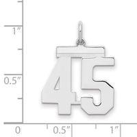 Sterling/Silver Rhodium-plated Polished Number 45 Charm