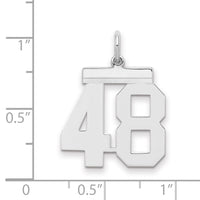 Sterling/Silver Rhodium-plated Polished Number 48 Charm